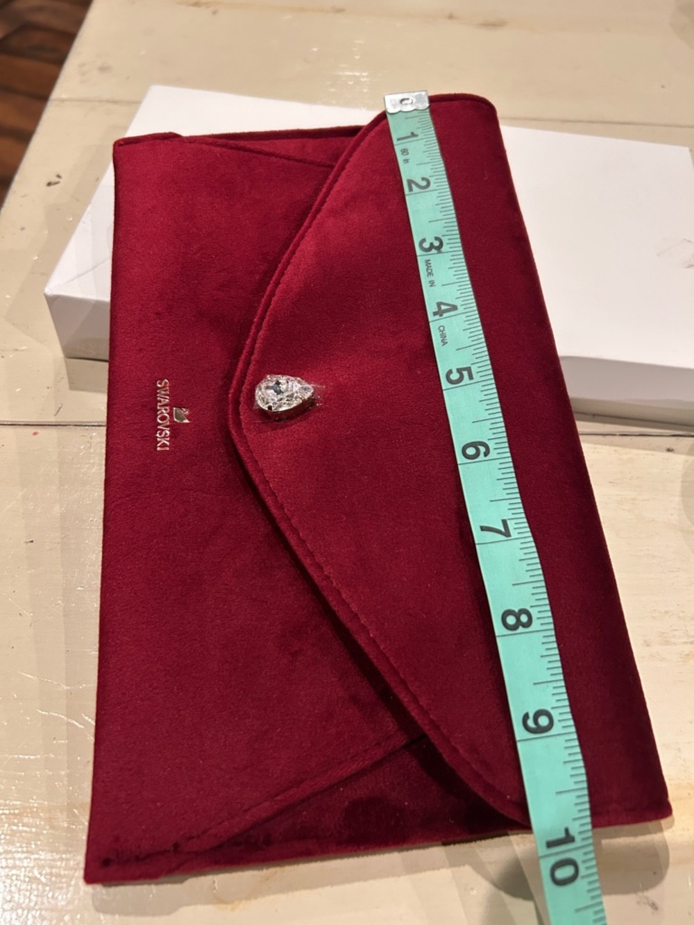 Swarovski Burgundy Red Crystal-Accent Envelope Clutch with Box - Picture 8 of 10